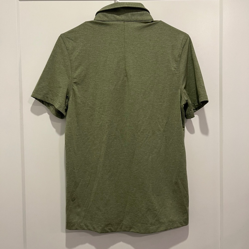 Lululemon Mens Evolution Polo Shirt Heathered Olive Green Short Sleeve Size S - Picture 3 of 7